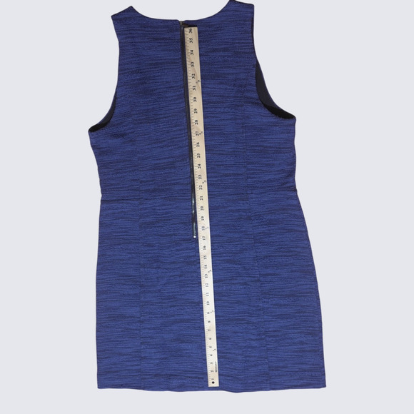 LOFT Women’s Sleeveless Sheath Dress Size 14 – Blue Textured Knit – Lined – Zip - Picture 10 of 12